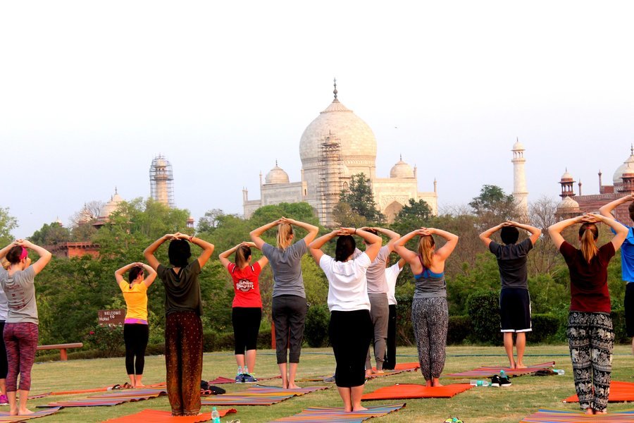 Yoga near the taj mahal